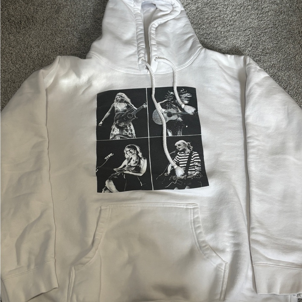 Taylor Swift The Eras Tour Collage White Hoodie